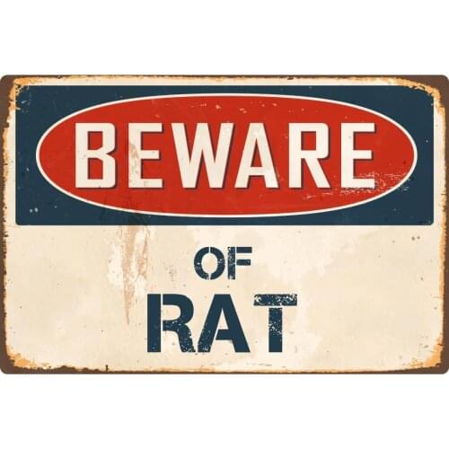 StickerPirate Beware of Rat 1 8 x 12 Vintage Aluminum Retro Metal Sign VS356