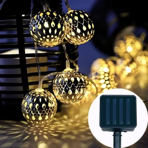 Solar Led Light Outdoor Garland Morocco Ball LED Fairy Lights String Wedding Christmas Decoration Festoon Light Garden Decor