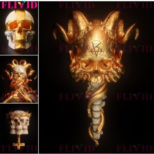 Witchcraft Poster Prints Golden devil Wall Art Reaper Wizard Canvas painting Wall Pictures For Living Room Home Decor Unframed