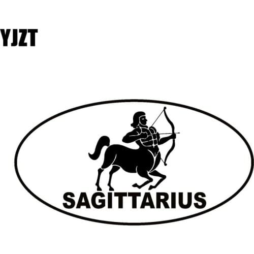 YJZT 14.7CM*7.8CM SAGITTARIUS Oval Vinyl Decal Car Sticker Zodiac Horoscope Black Silver C10-01654