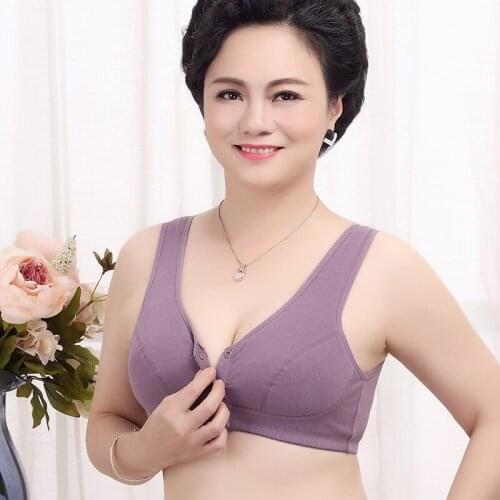 Women Comfortable Cotton Bra Fashion Soft Bralette Underwear Gift for Mom Stretch Elder Plus Size Pink Nude Color Vest Brassiere