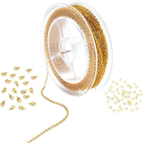 Link Chain Spool Bulk with 4mm Jump Ring and Lobster Clasps for Craft DIY Necklace Jewelry Making