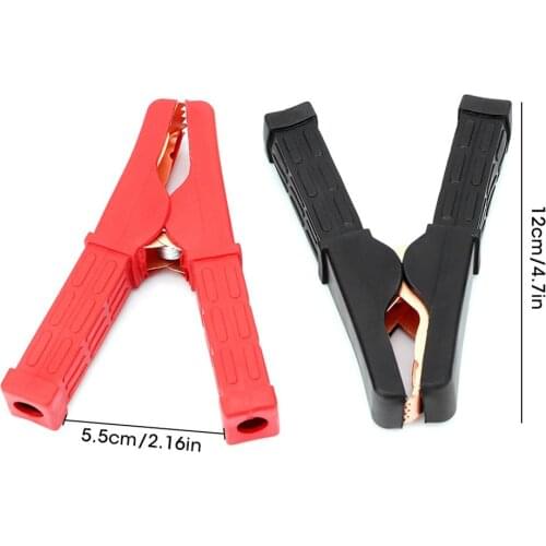 1 Pair Black & Red Car Emergency Battery Jumper Cables Wires Clamp Clip Full leather, insulated handle PVC material
