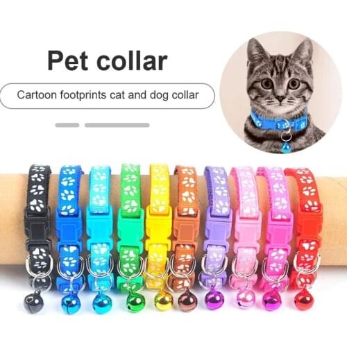 1PC Pet Collar With Bell Adjustable Personalized Footprint Pet Collars Colorful Buckle For Dogs Cats Pet Accessories