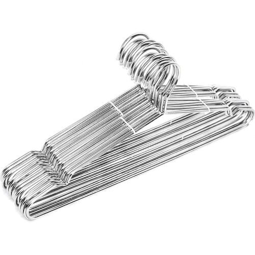 10pcs 42cm 3.2mm Adult Dip Slip-resistant Stainless Steel Metal Hanger Clothes Hanging Silver Hangers for Clothes