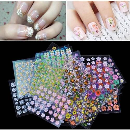 10Pcs Nail Sheet Beauty Floral Design Patterns Nail Stickers Mixed Decals Transfer Manicure Tips 3D Nail Art Decorations #8493