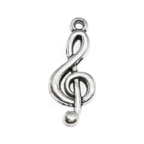 100pcs Music Note Charms Pendant Vintage DIY Antique Handmade Necklace for Jewelry Making 25x10mm