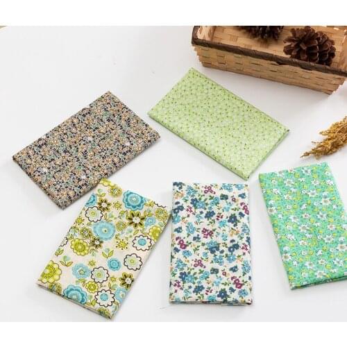 5Pcs/Set Vintage Floral Patchwork Fabric Plain Cotton Fabric Per Meter Cloth DIY Crafts Sewing Accessories Art Supplies
