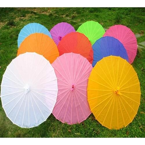 50pcs Chinese Colored Paper Umbrella White Pink Parasols China Traditional Dance Color Parasol Japanese Silk Wedding Props SN128