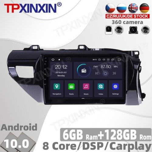 128G Android 10.0 For Toyota Hilux RHD Octa 2015 - 2020 Car Radio Multimedia Video Player Navigation GPS Auto 2 din 2din no DVD