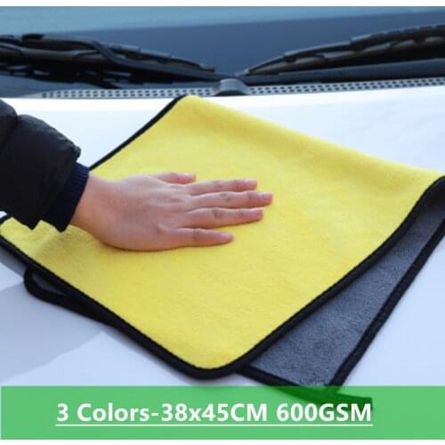 Large 38x45CM Thick 600GSM Microfiber Car Wash Towels Plush Car Care Polishing Towel Kitchen House Cleaning Drying Cloth Cleaner
