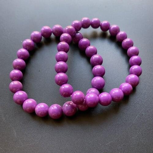 Natural Purple Mica Stone Bracelet 8mm Beads Strand Bracelets Stretch Round Beads Wrist Jewelry Women Girls 1pc