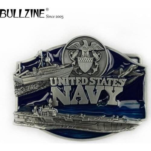 Bullzine wholesale zinc alloy US NAVY military belt buckle pewter finish FP-02223 LUXURIOUS cowboy jeans gift belt buckle
