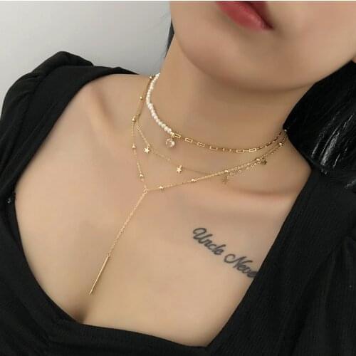 925 Sterling Silver Bohemian Simple Double Star Short Paragraph Clavicle Chain Necklace Women Beach Surfing Jewelry Accessories