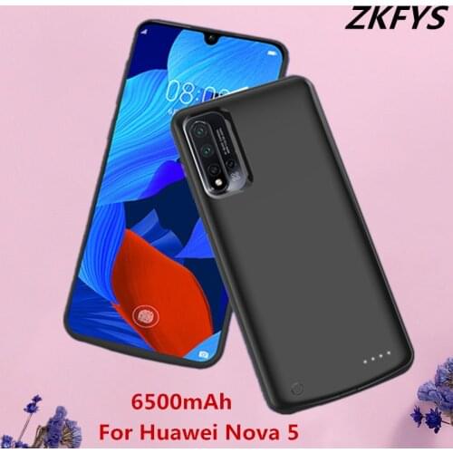 ZKFYS Battery Charger Power Case For Huawei Nova 5 Portable Slim Power Bank Case Cover 6500mAh Fast Charger Power Charging Case
