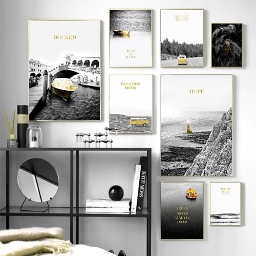 Quotes Lighthouse Plant Pier Car Mountain Wall Art Canvas Painting Nordic Posters And Prints Wall Pictures For Living Room Decor