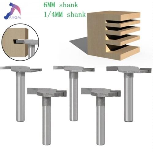 5PC 6-1/4mm Shank T Knife Cnc Carpenter Tool Router Milling Cutter Woodworking Tools for Wood Grooving Free shipping