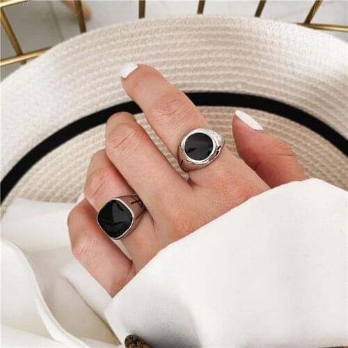 Gothic Punk Black Resin Mold Finger Rings For Women Men Cool Charms Steampunk Stylish Personality Hip Hop Ring Jewelries Girls