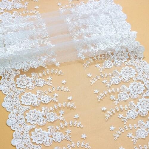 Cotton Symmetry Embroidery Floral Lace Trim Scallop Border for Dolls Dress DIY Crafts Dress Hem Table lampshade Design 1 yard