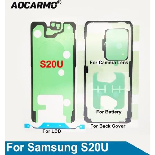 Aocarmo For Samsung Galaxy S20U S20 Ultra Full Set Adhesive LCD Screen Tape Back Battery Cover Frame Camera Lens Sticker Glue