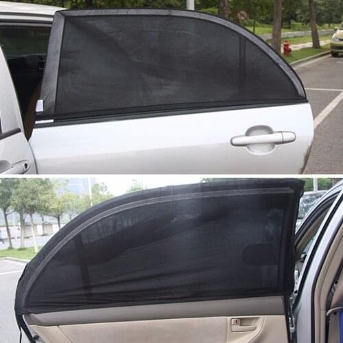 Black 2Pcs Adjustable Auto Car Side Rear Window Sun Shade Black Mesh Car Cover Visor Shield Sunshade UV Protection Sun Visors