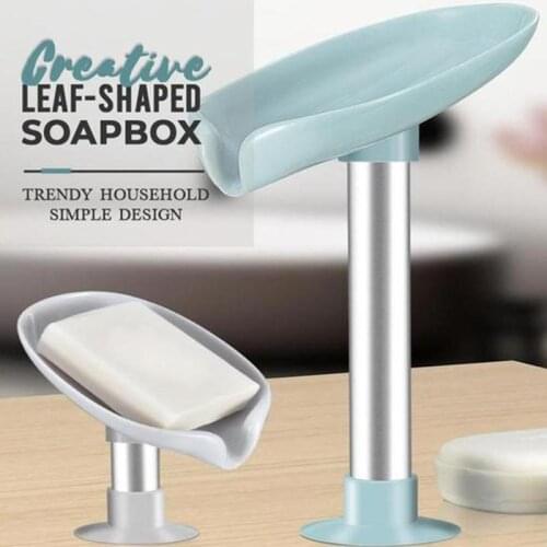 Creative Soap Dish Soap Holder Sink Sponge Drain Box Leaf Standing Suction Cup Drying Rack Bathroom Supply Brush Case Soap Dish