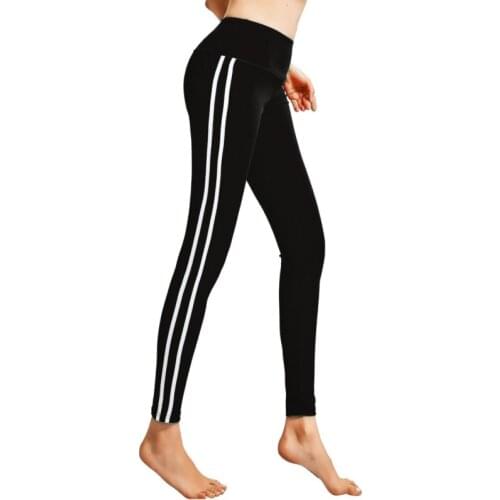 New Fitness Leggings Light High Elastic Legging Workout Slim Fit Women Pants Black Trousers White Striped Hip-lifting Red Pant