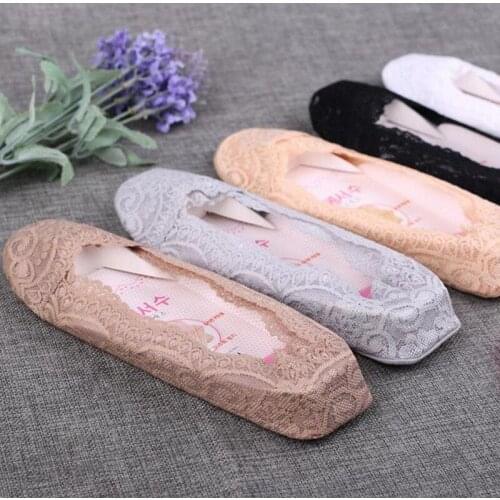 5Pairs/lot Summer Women Lace Boat Socks Lace Thin Socks Boat Ballet Ladies Socks