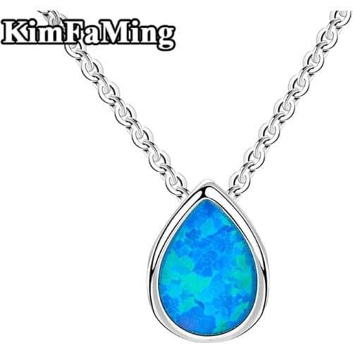 Small Acute 925 Silver Pear Shape Opal Pendant Necklaces Jewelry for Young Girls Party BirthdayOPP137