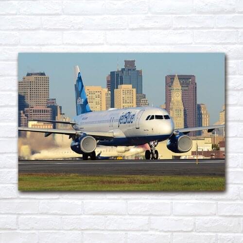 Wall Art 1 Piece Canvas Cloth Fabric Painting Airbus A320 Airport Aircraft Airplane Poster Prints Picture Room Decor