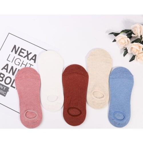 Womens Cotton Invisible No Show Socks Non-slip Summer Candy Solid Color Silicone Short Socks Fashion Cute Thin Ankle Boat Socks