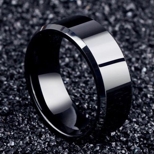 8mm Titanium Steel Band Wedding Engagement Jewelry Black Mens Ring Unisex Women Man Finger Band gothic anillos mujer