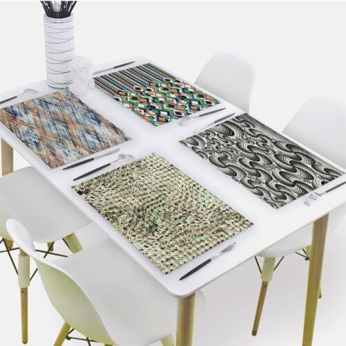 Color Geometry Placemat for Dining Table Abstract print Drink Coaster 32x42cm Rectangle Coaster Tableware Mat Kitchen Decoration