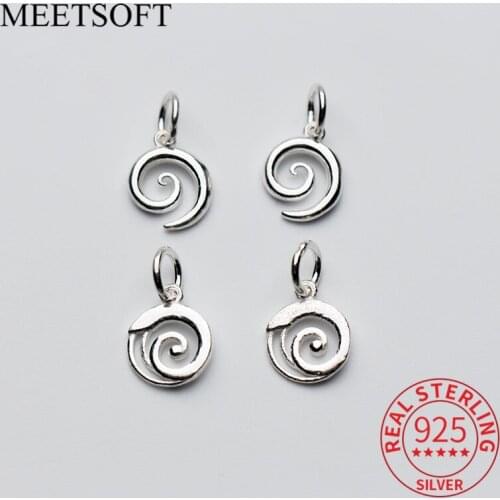 MEETSOFT Classic 925 Sterling Silver Minimlist Cross Spiral Charms Special of DIY Handmade Fine Jewelry Necklace Accessory