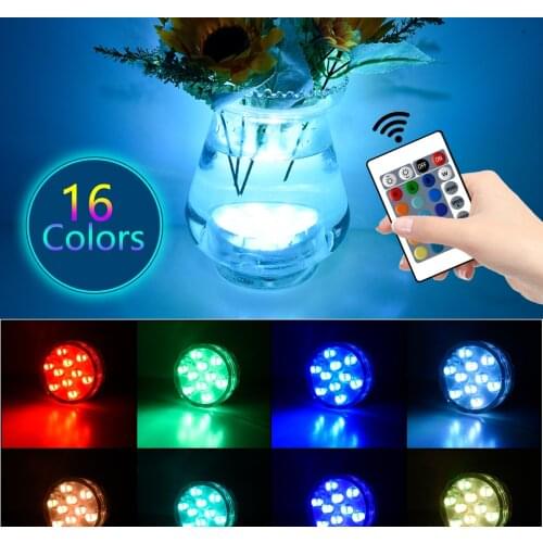 Remote Control Pool Light Battery Operated 10 Leds Dive Light Outdoor RGB Underwater Night Lamp for Vase Aquarium Pool Lighting