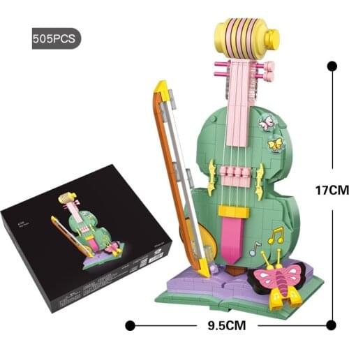 Hot creator Musical Instruments mini block violin model building bricks educational toys collection for kids gifts