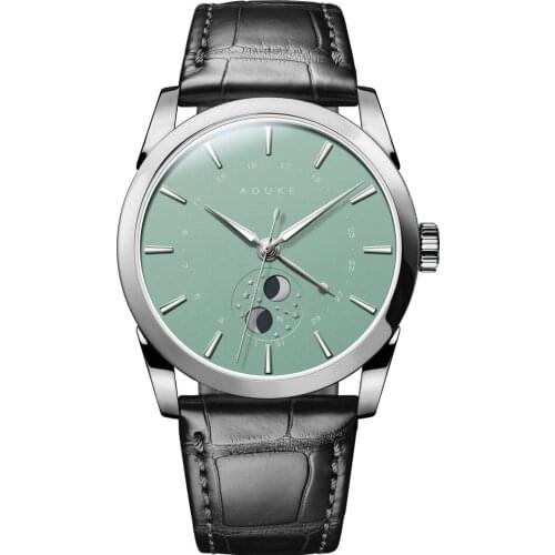 AOUKE Luxury Men Watch,Mens Automatic Watches Self Wind Mechanical Wristwatch 50M Waterproof Sapphire Mirror Leather Strap