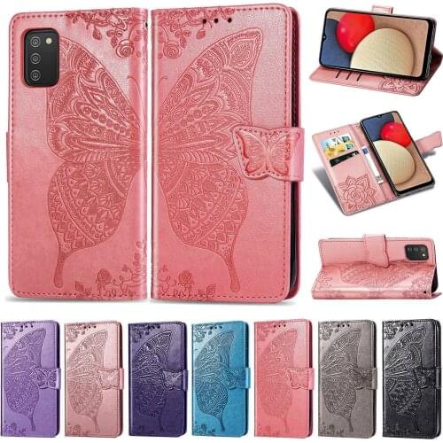 Luxury BUTTERFLY Flip Case For SAMSUNG GALAXY A02S A025G 166.5MM A025G Fashion Soft SILICONE SLOT Cover Wallet Leather Cases