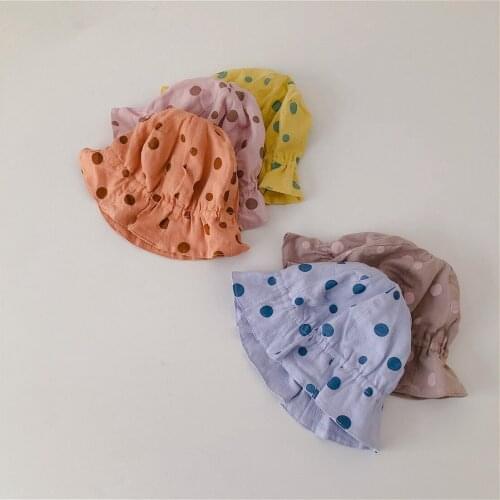 Spring Summer Dots Baby Hats Kids Boys Girls Sun Hats Beach Caps Autumn Cotton Fisherman Hats