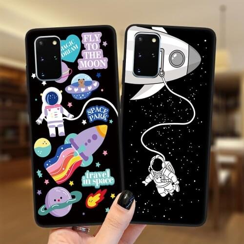 Cute Planet Star Space Astronaut Bear Phone Case For Samsung S20 FE S9 S10 S21 Plus Note 20 Ultra 10 Pro S10E Silicone Cover