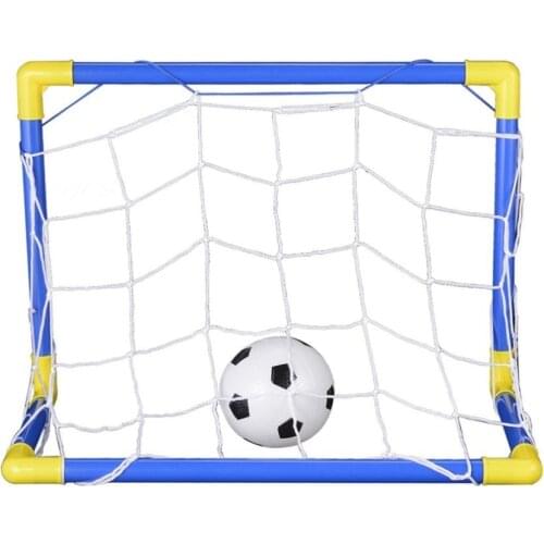 Folding Mini Football Soccer Ball Goal Post Net Set + Pump Kids Sport Indoor Outdoor Games Toys Child Birthday Gift Plastic Hot