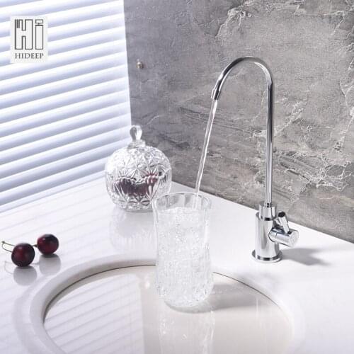 HIDEEP Full Brass Round Kitchen Osmosis Drinking Water Filter Faucet Straight Drinking Water Dish Single Rotated Faucet Office