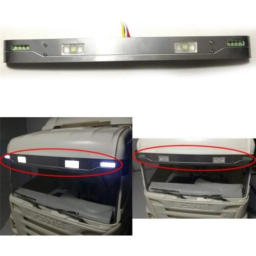 Sun Shield Decorative Led Lights Lamp for Tamiya 1/14 RC Scania R470 / R620 RC Car Parts Metal Top Head Fog Light Bar Set