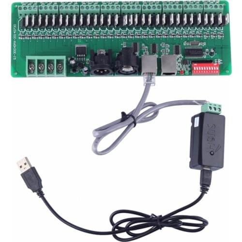 USB master DMX controller+30 channel DMX decoder for software editors to RGB LED lights input DC9-24V