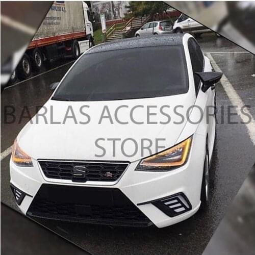 For Seat Ibiza Batman Mirror Cover 2016 2017 2018 2019 Piano Black 2 Pcs. Right-Left