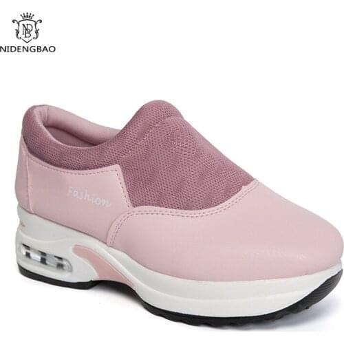 Women Sneakers Slip-On Spring Summer Cushioning Sports Shoes for Female Wine Red Comfortable Womens Loafers Flats Shoes