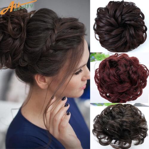 Allaosify Womens Curly Chignon With Heat Resistance Claw Drawstring Synthetic Scrunchie Wrap Hair Ring Hairpieces