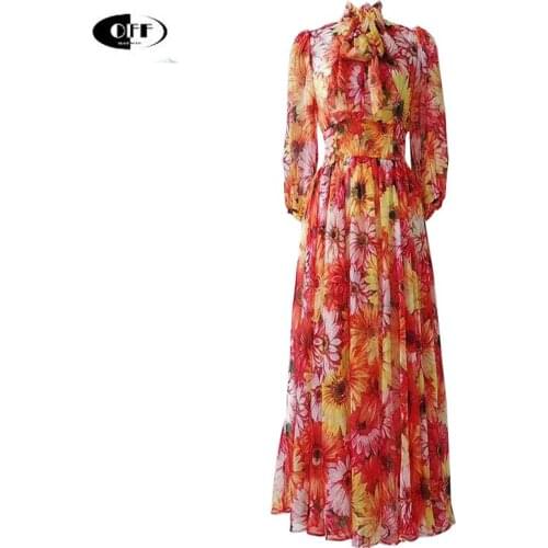 Designer Runway Beach Chic Bohemia On Holiday Maxi Dresses For Women Summer Traf Sun Flower Half Sleeve Boho Bow Dress Vestidos
