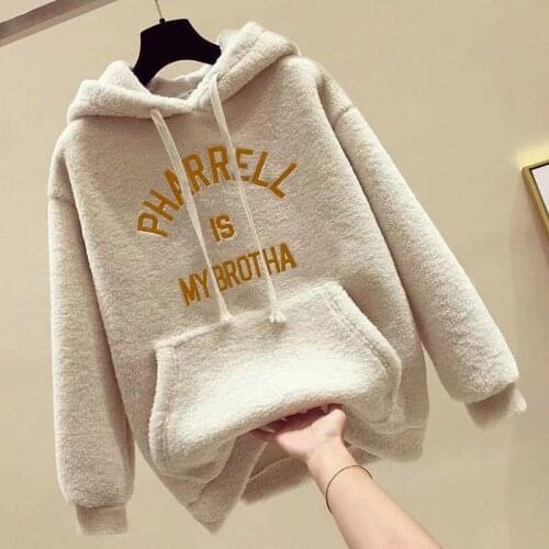 2019 Plush and thickened lambswood womens new loose warm coat Hoodie in autumn and winter hoodie sweatshirt clothes harajuku