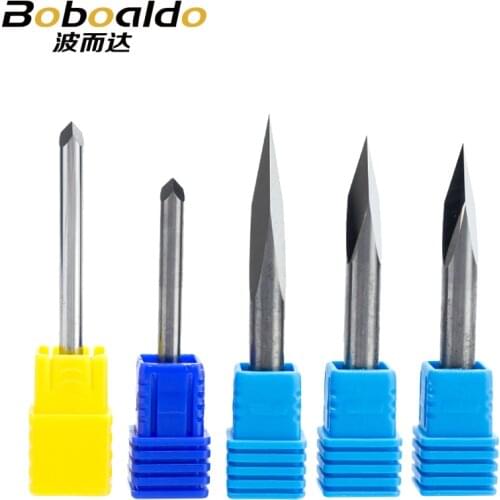 1pc 4mm 6mm 3 Edge Carbide Pypamid Bits 3A TOP QUALITY CNC Engraving Bits Router Machine 3 Face Stone Carving Tools